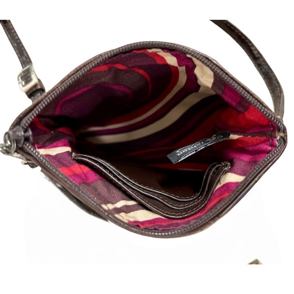 Brighton Brown Croc Embossed Crossbody Bag with Silver Buckle - Picture 14 of 14